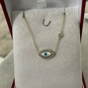 925 sterling silver evil eye pendant polished in yellow gold